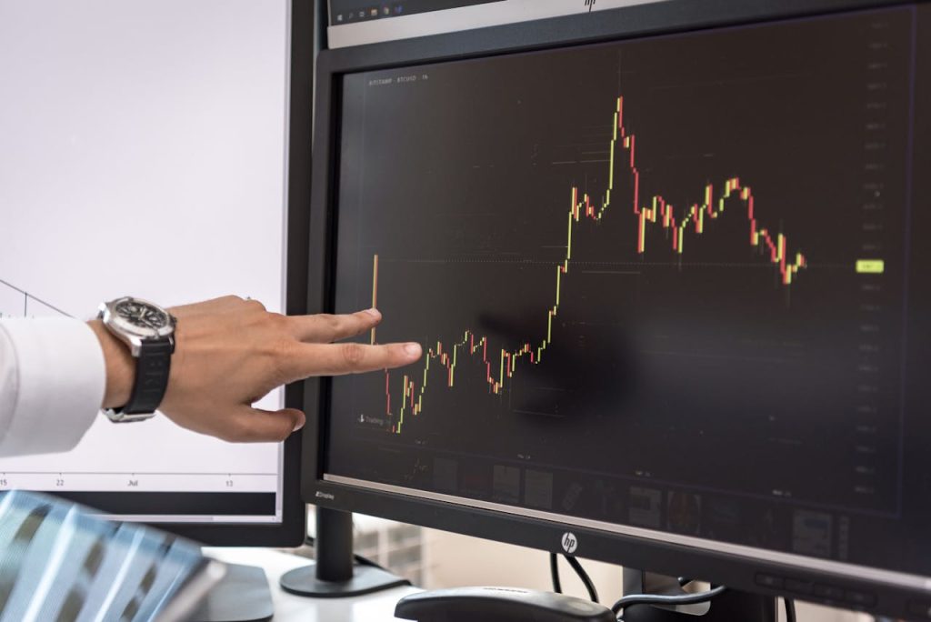 Stock charts on the screen